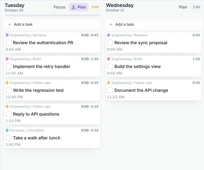 Juno’s current planner with example code review and implementation tasks