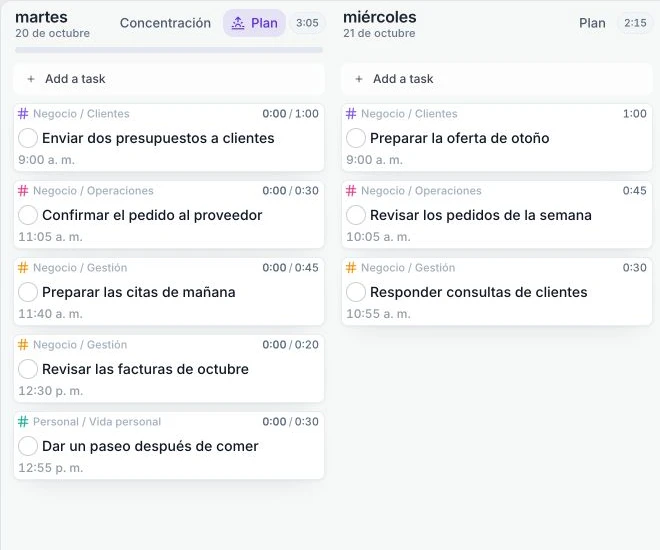 El planificador actual de Juno con presupuestos y seguimientos de proveedores de ejemplo