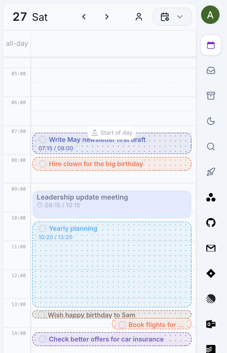 Task projections beside a Juno plan